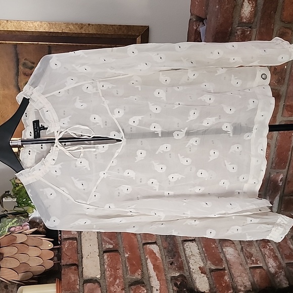 rag & bone Tops - Rag & Bone Sheer Silk Blend Oversized White Floral Blouse
